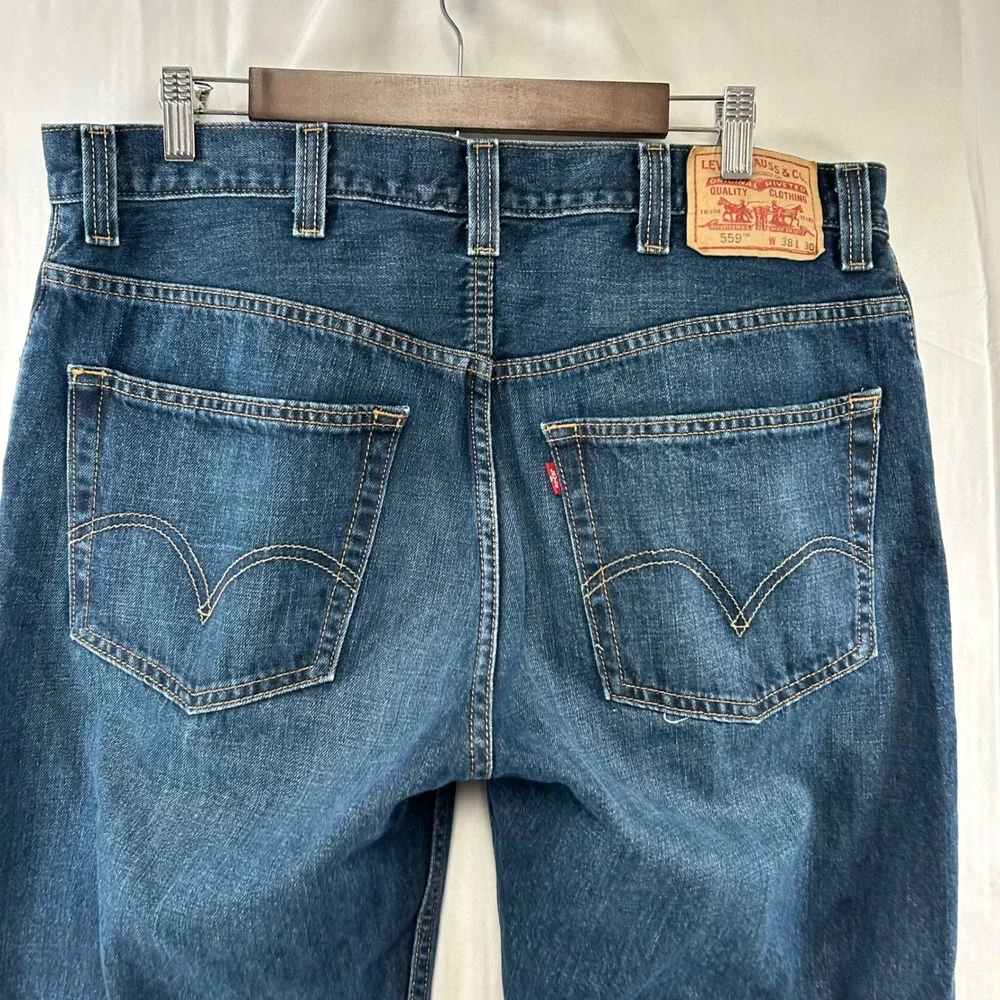 Levi's 559 Relaxed Straight Jeans Mens 38x30 Blue Medium Wash Denim